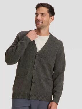 Goodfellow & Co Dark Charcoal Button-Front V-Neck Cardigan